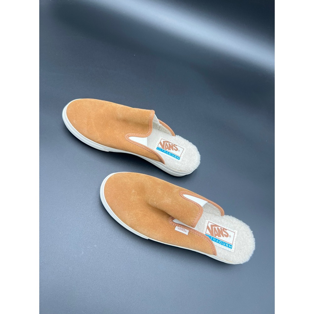 Vans UltraCush Suede Mule Slip On Tan White Fur Lined Mens 7 Womens 8.5 507452